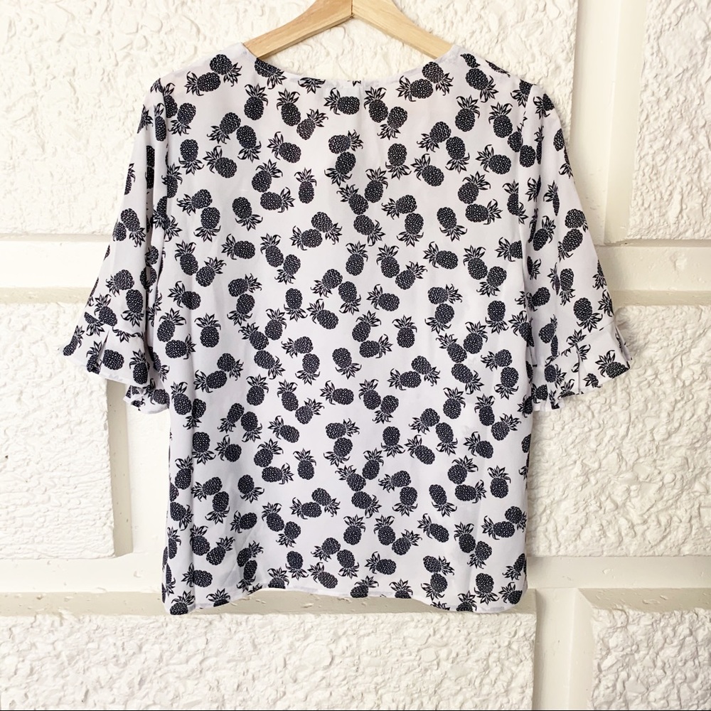 Nine West Pineapple Print Ruffle Sleeve Tee - Picture 4 of 5
